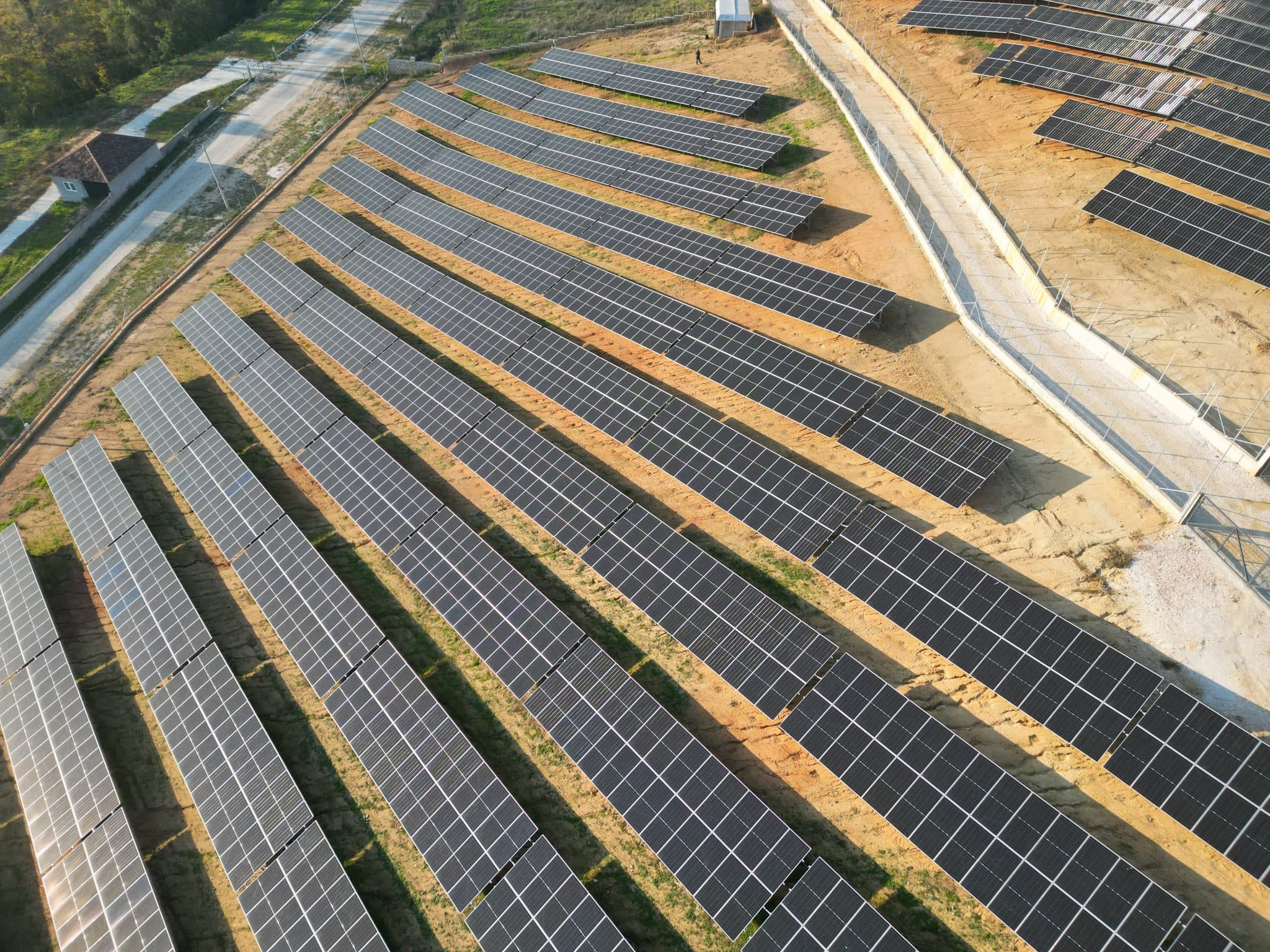 Aerial view of the Hellga solar plant in Tetovo, North Macedonia
